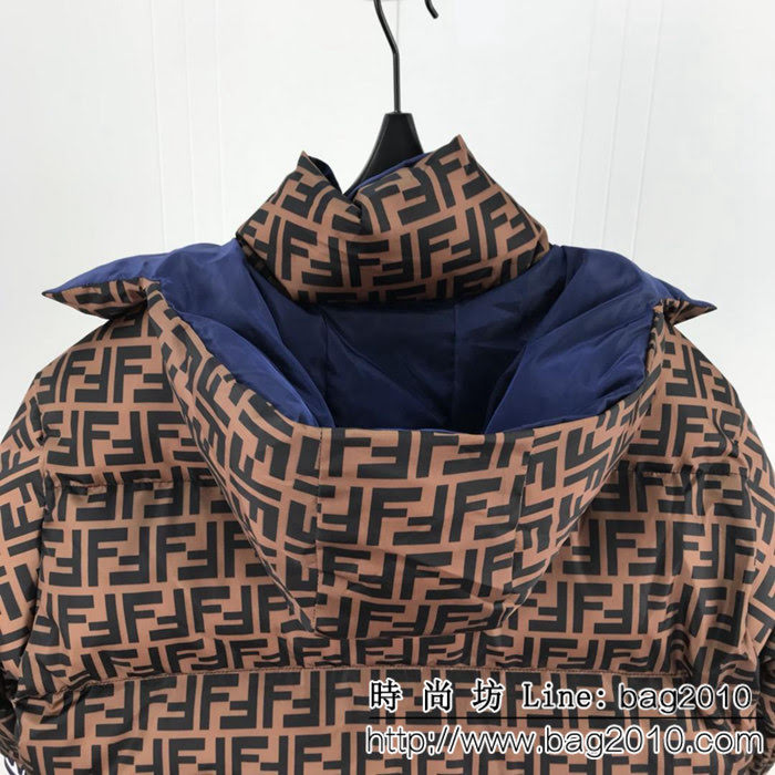 FENDI芬迪 18專櫃同步 秋冬新款 全方位FF圖案 兩面穿 羽絨棉服 情侶款 ydi2220
